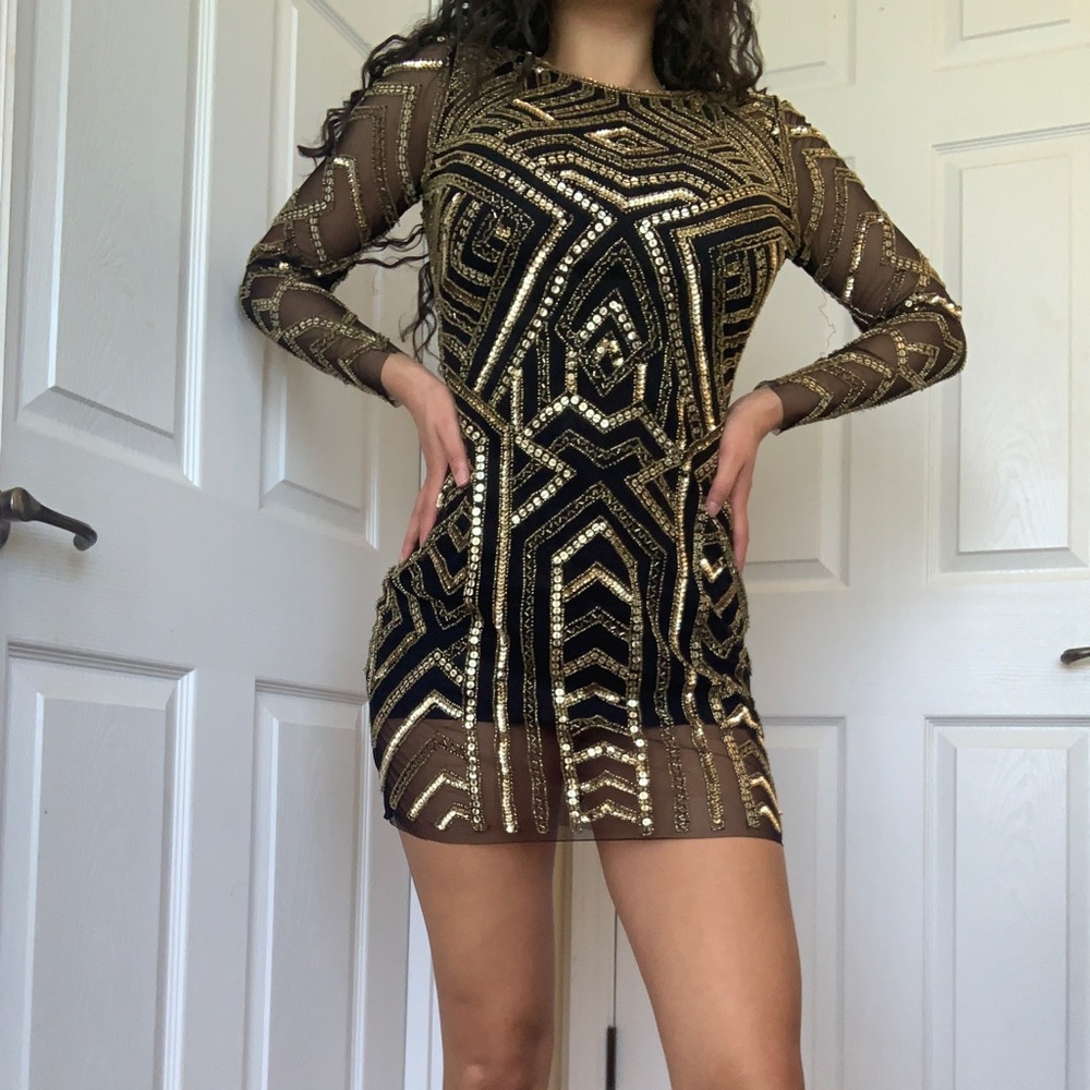Geometric Sequin New Year’s Eve Dress